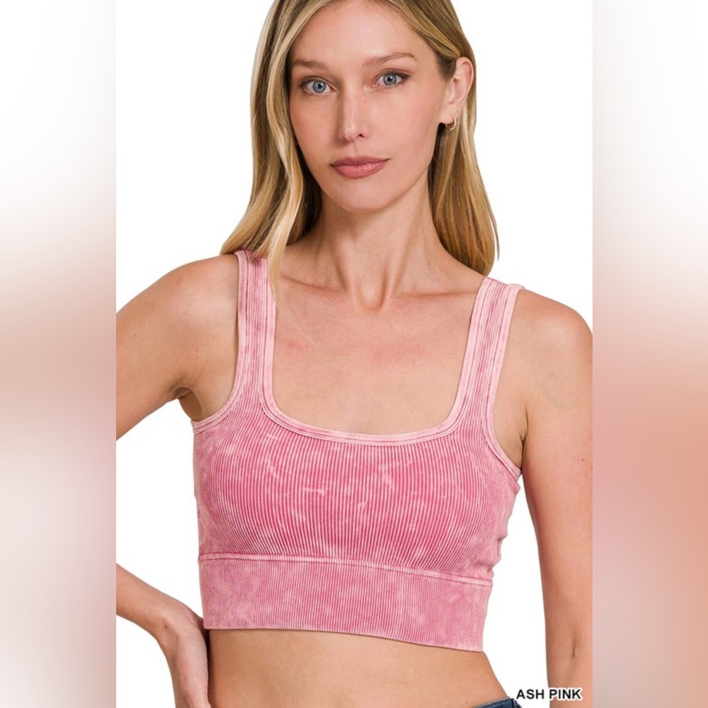 Zenana Outfitters Ash Pink Ribbed Tank Top